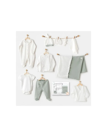 Coffret naissance 100% coton 10 pièces - Vert