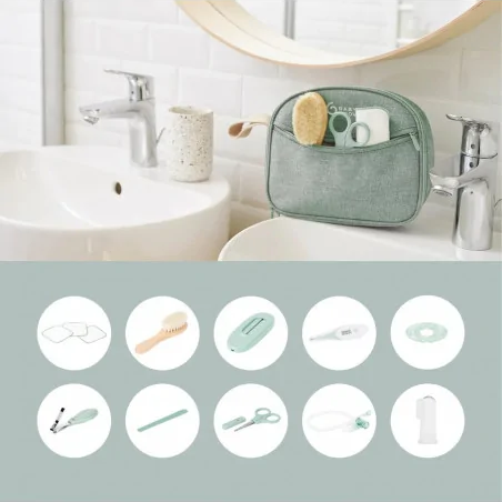 Babymoov Trousse de toilette Trousse de soin Matcha 10 accessoires