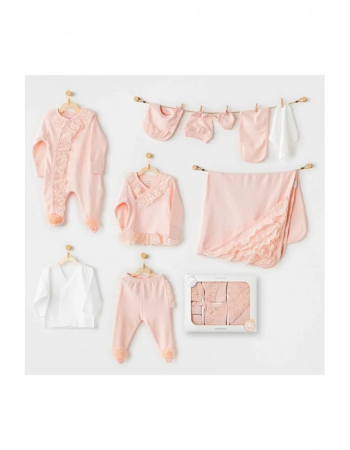 Coffret naissance 100% coton 10 pièces Corail Chic