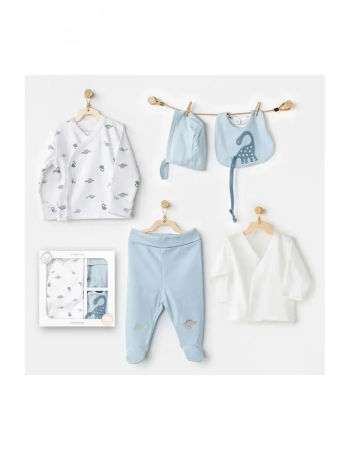 Coffret Naissance 100% Coton 5 Pièces Dinosaure