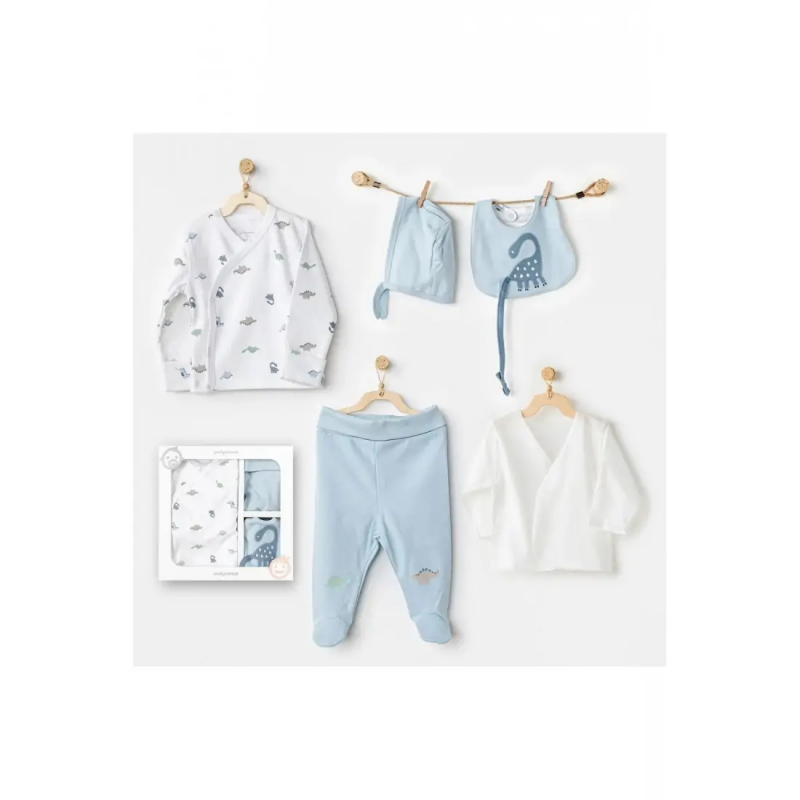 Coffret Naissance 100% Coton 5 Pièces Dinosaure