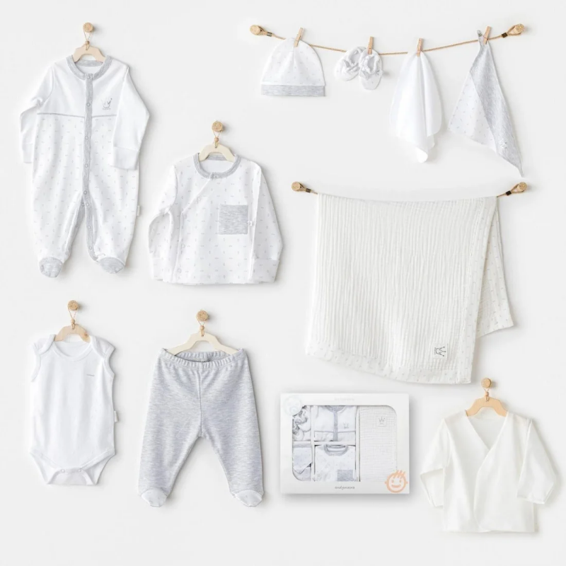 Coffret naissance 100% coton 10 pièces pour nouveau-né - Crown