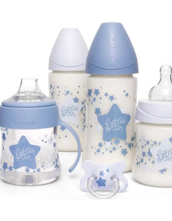 Suavinex Coffret 4 Biberons + Sucette Little Star Bleu Clair