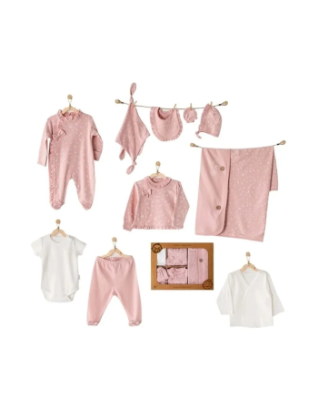 Coffret naissance 100% coton 10 pièces - Rose