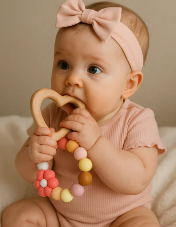 Anneau de dentition - cœur rose 