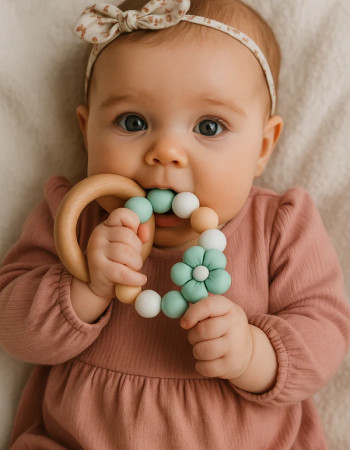 Anneau de dentition - Fleur Verte