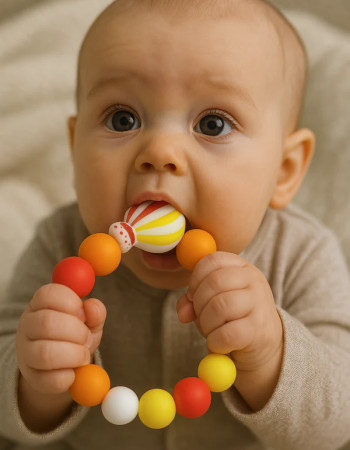 Anneau de dentition - Montgolfière Orange -