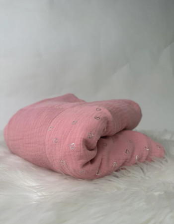 Couverture d'Hiver - Coeurs x Minky - Patchwork 100x100 cm