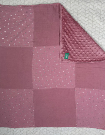 Couverture d'Hiver - Coeurs x Minky - Patchwork 100x100 cm