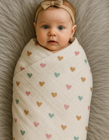 Couverture Mi-Saison -Coeur Coeur - 100x80cm