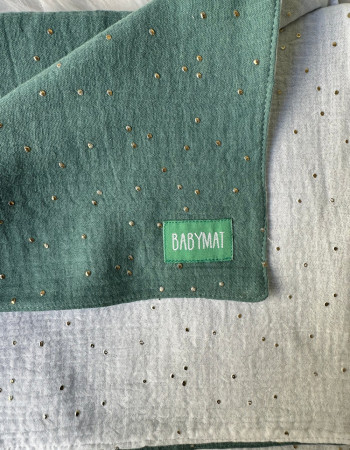 Couverture Mi-Saison -Vert Paillette Blanc - 100x80cm