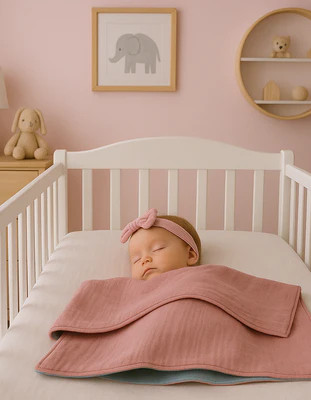 Couverture Mi-Saison- Rose x Bleu.100x100cm