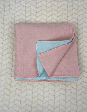 Couverture Mi-Saison- Rose x Bleu.100x100cm