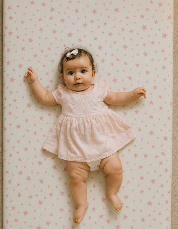 Matelas au sol - Blanc Aux Étoiles Roses