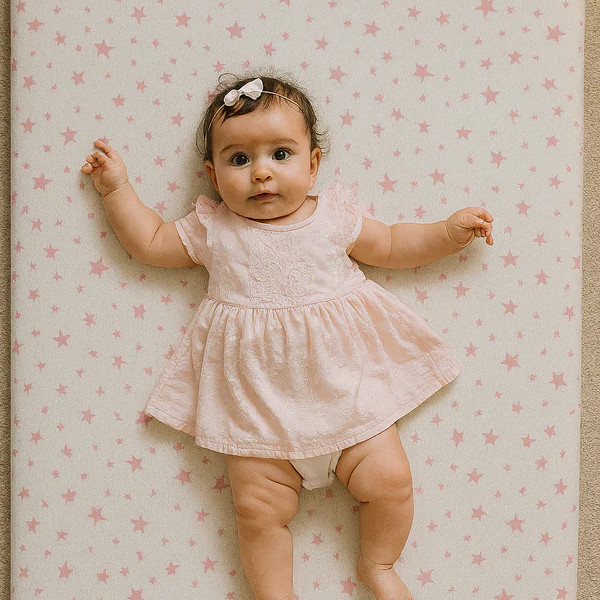 Matelas au sol - Blanc Aux Étoiles Roses