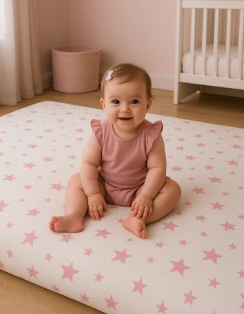 Matelas au sol - Blanc Aux Étoiles Roses