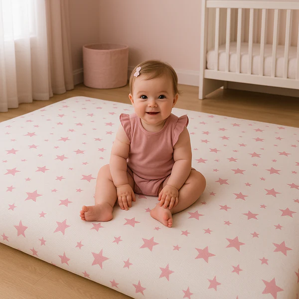 Matelas au sol - Blanc Aux Étoiles Roses