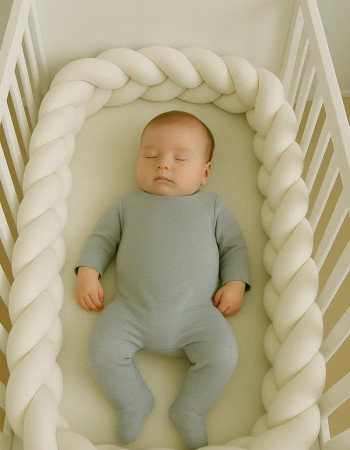 Tour de lit tressé - Blanc Cassé