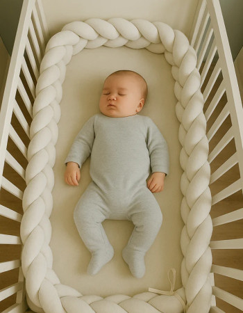 Tour de lit tressé - Blanc