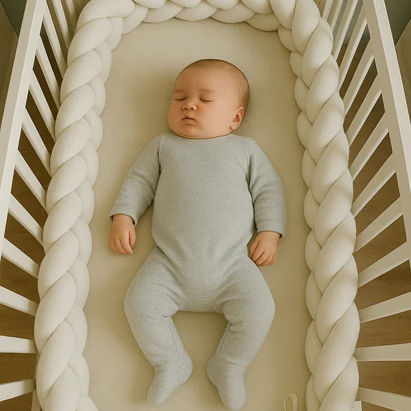 Tour de lit tressé - Blanc