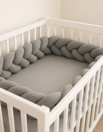 Tour de lit tressé - Gris