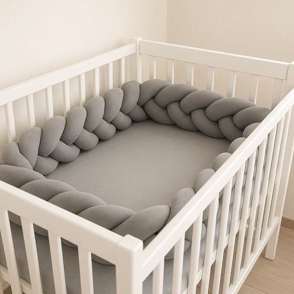 Tour de lit tressé - Gris