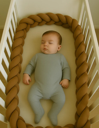 Tour de lit tressé - Marron