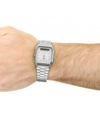 Casio – Dual time – Classique design – Bracelet en acier inoxydable – AQ-230A-7DMQ