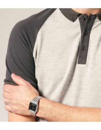 Casio – Classique duel time – Vintage collection en fond noir – Bracelet en acier inoxydable – AQ-230A-1DMQ