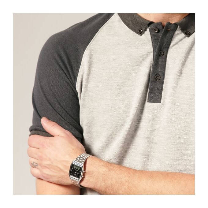 Casio – Classique duel time – Vintage collection en fond noir – Bracelet en acier inoxydable – AQ-230A-1DMQ