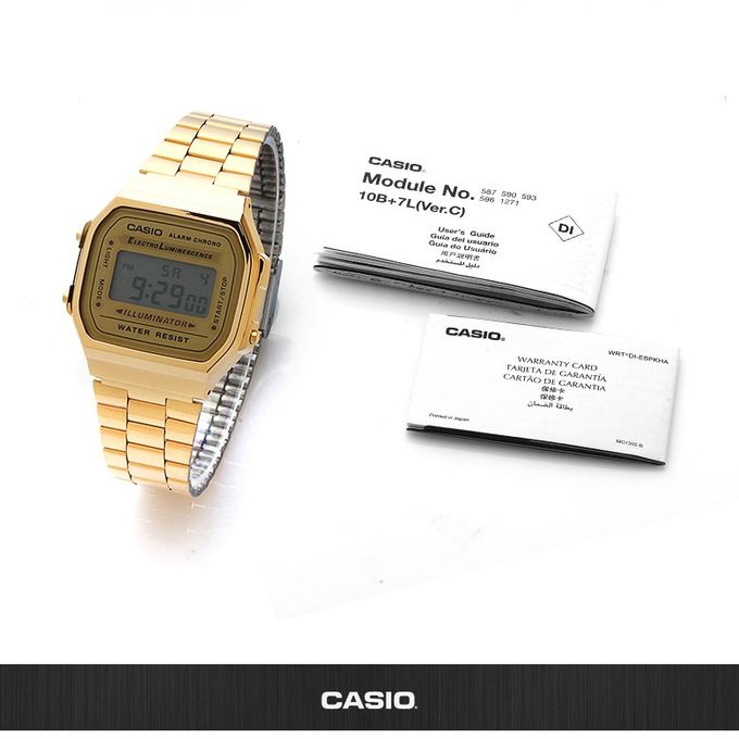 Casio – Montre -Vintage – bracelet en acier inoxydable Doré – A168WG-9WDF