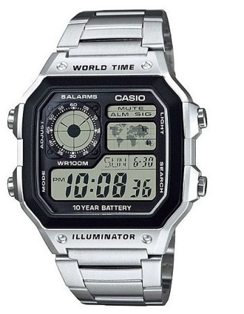Casio – Montre homme argentée bracelet en acier inoxydable – AE-1200WHD-1AVDF Casio – Montre homme argentée bracelet en acier inoxydable – AE-1200WHD-1AVDF