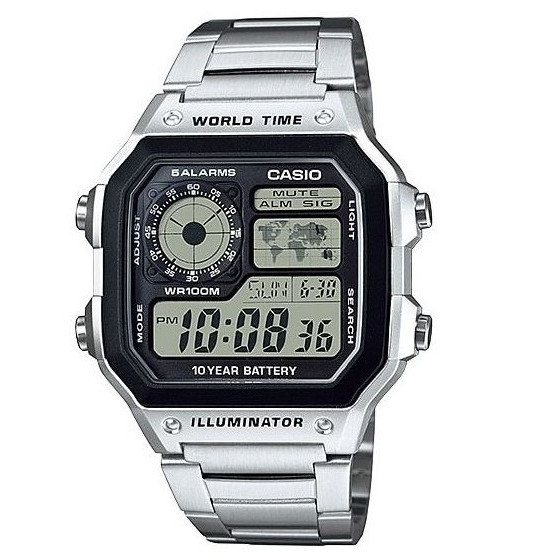 Casio – Montre homme argentée bracelet en acier inoxydable – AE-1200WHD-1AVDF