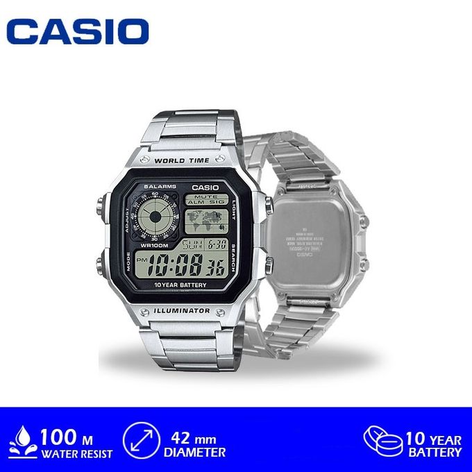 Casio – Montre homme argentée bracelet en acier inoxydable – AE-1200WHD-1AVDF