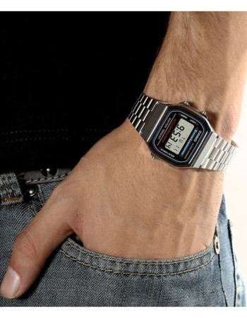 Casio – Vintage Collection – Bracelet en acier inoxydable argenté – A168WA-1WDF