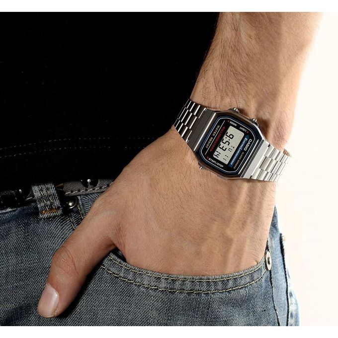 Casio – Vintage Collection – Bracelet en acier inoxydable argenté – A168WA-1WDF