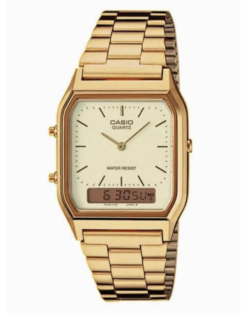 Casio – Double montre digitale/analogique – Bracelet inoxydable doré – AQ-230GA-9DMQ