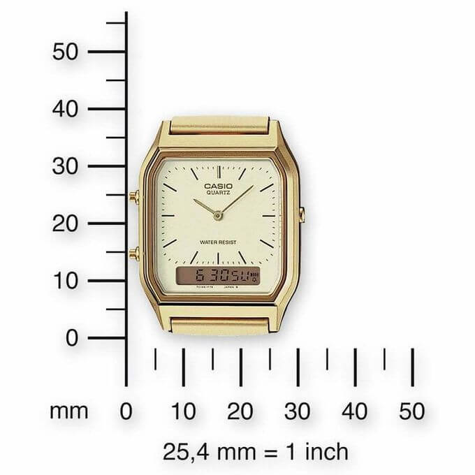 Casio – Double montre digitale/analogique – Bracelet inoxydable doré – AQ-230GA-9DMQ