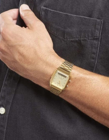 Casio – Double montre digitale/analogique – Bracelet inoxydable doré – AQ-230GA-9DMQ