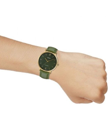 Casio – Verte – Doré cadran vert – Bracelet cuir vert – MTP-VT01GL-3BUDF