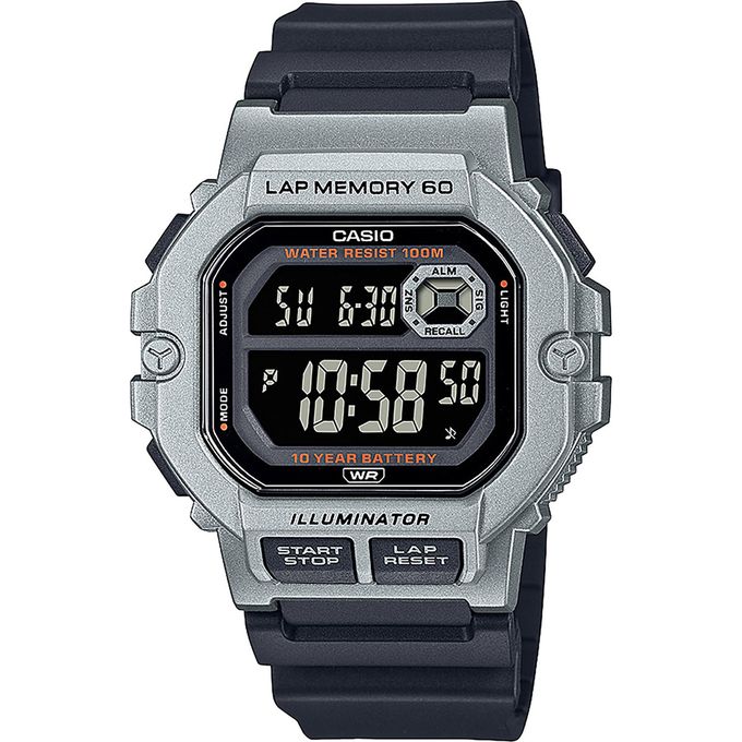 Casio – Boîtier gris – Chiffres blancs sur fond noir – Résistance à l'eau 100 m – WS-1400H-1BVDF