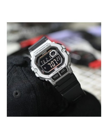 Casio – Boîtier gris – Chiffres blancs sur fond noir – Résistance à l'eau 100 m – WS-1400H-1BVDF