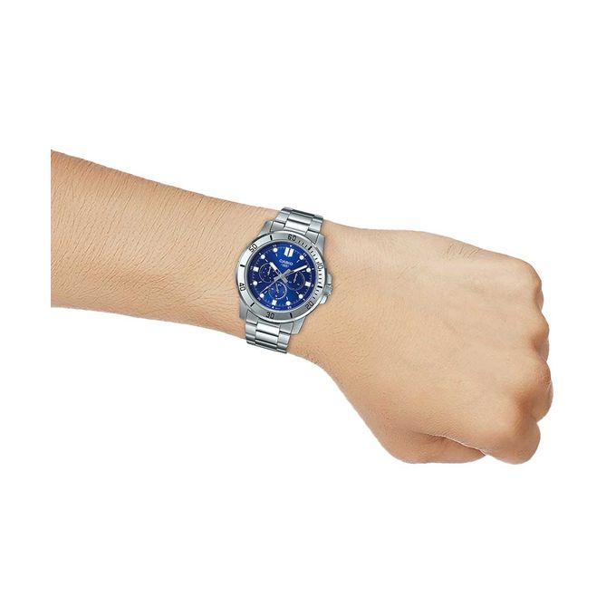 Casio – Montre Homme cadran bleu – Bracelet en acier inoxydable – MTP-VD300D-2EUDF