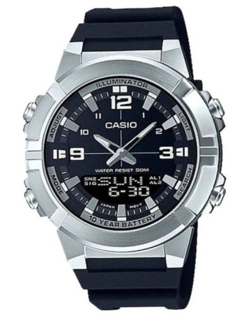 Casio – Autonomie de la pile : 10 ans – Double montre – Bracelet en caoutchouc – AMW-870-1AVDF