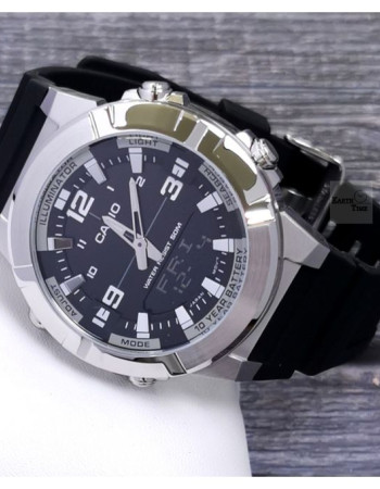 Casio – Autonomie de la pile : 10 ans – Double montre – Bracelet en caoutchouc – AMW-870-1AVDF