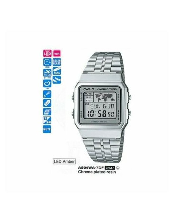 Casio – Homme – Vintage argenté – Bracelet en acier inoxydable – A500WA-7DF