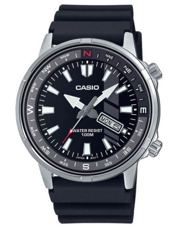 Casio – Sportive et élégante avec un anneau de compas rotatif, étanche 100m – MTD-130-1AV