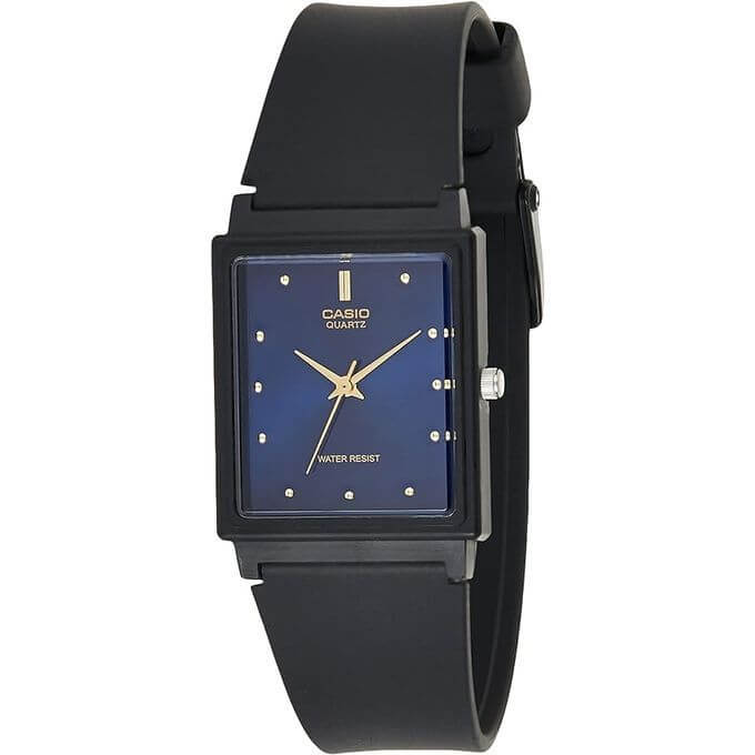 Casio – Cadran bleu – Rectangulaire classique – Étanche & bracelet en résine – MQ-38-2A