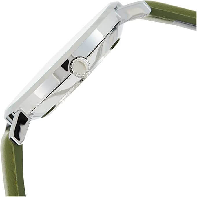 Casio – Bracelet en cuir vert – Cadran argenté – Boîtier extra plat – MTP-VT01L-3B
