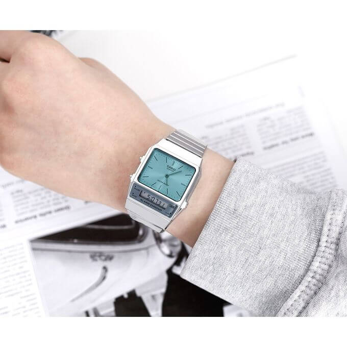 Casio – Style rétro et élégant – Vintage Collection – Style des années 80 – Double montres – AQ-800EC-2ADF